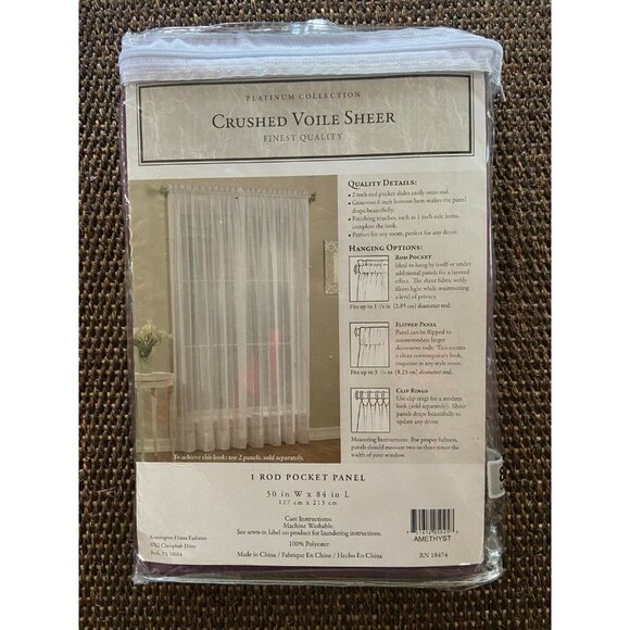 Crushed Voile Sheer 1 Rod Pocket Panel 50 in x 84 in - Picture 7 of 7